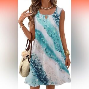 Zeagoo Teal and White Swim Cover-Up